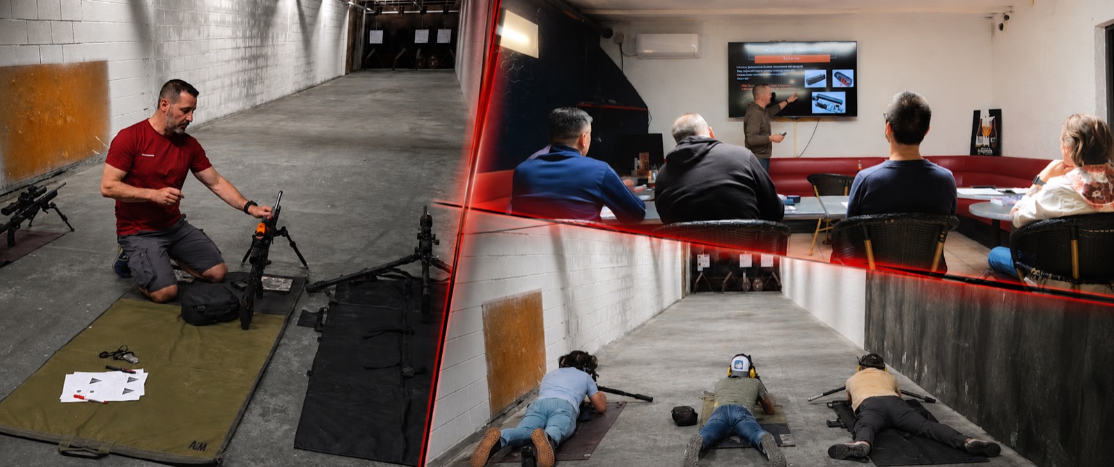 Tireur TLD en position couchée derrière sa carabine de précision